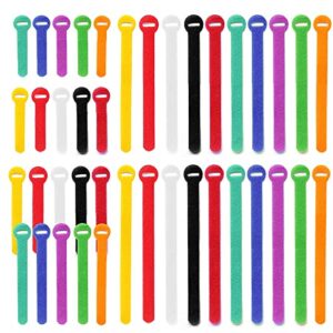 cable ties 100pcs，4+6+8+10 inch reusable cable management，multi-purpose adjustable cord organizer，fastening microfiber cloth hook and loop cable organizer wire straps，assorted colors