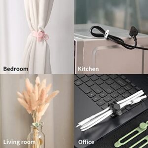 [20Park]UMUST Silicone Cable Ties,Reusable Cable Management Organizer,Cable Straps,Cord Ties,Multipurpose Elastic Cord Organizer for Bundling and Fastening Cable Cords Wires(black,white,pink,green)