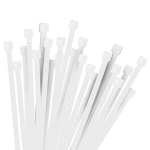 hmrope 100pcs cable zip ties white heavy duty 12 inch, premium plastic wire ties clear with 50 pounds tensile strength, self-locking nylon white zip ties for indoor and outdoor