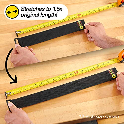 Wrap-It Storage Super-Stretch Straps, 12" (8 Pack) - Elastic Hook and Loop Cinch Straps - Reusable Extension Cord Organizer, Cable Ties, Hose Storage, Accessories Holder for Garage Organization