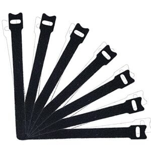 50 pcs reusable fastening cable ties, 8 inch premium adjustable cord ties black cord organization straps, microfiber hook loop cable management wire organizer wrap