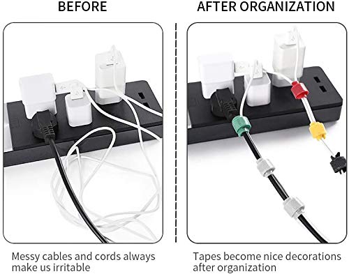 50 PCS Reusable Fastening Cable Ties, 8 Inch Premium Adjustable Cord Ties Black Cord Organization Straps, Microfiber Hook Loop Cable Management Wire Organizer Wrap