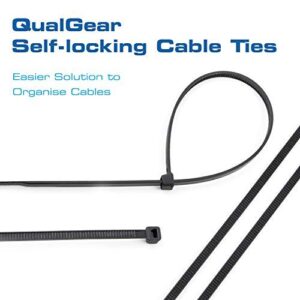 QualGear CT1-MC-200-P Self-Locking Cable Ties, Assorted, 200/Poly Bag, Green,black,yellow,orange