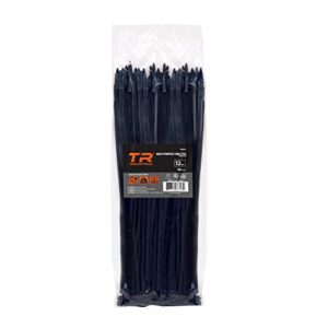 tr industrial multi-purpose uv resistant black cable ties, 12 inches, 100 pack