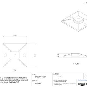 Panduit ABM2S-AT-D0 Cable Tie Mount, Adhesive Backed, High Temperature, 4-Way, Weather Resistant ABS, Black (500-Pack)