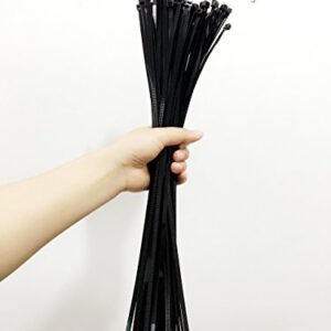 NewNewStar 14.6" 100Pack Heavy Duty Nylon Cable Zip Ties, 50 lb Test, 4.8mm Wide and 370mm Long (Black)