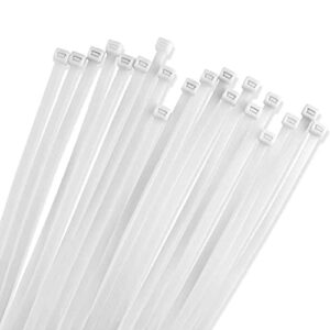 8 inch white zip cable ties (1000 bulk pack), 40lbs tensile strength - heavy duty, self-locking premium nylon cable wire ties for indoor and outdoor by bolt dropper (white)