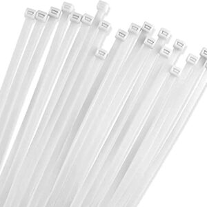 12" White Zip Cable Ties (100 Pack), 40lbs Tensile Strength - Heavy Duty, Self-Locking Premium Nylon Cable Wire Ties for Indoor and Outdoor by Bolt Dropper (White)