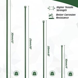 400pcs 4 Sizes Cable Zip Ties, Idemeet 12+10+8+4 Inch Heavy Duty PA66 Plastic Wire Ties, Premium Self-locking Nylon Cable Ties Decoration Tie Wraps for Gardening Fence Farming Grid Wall, Green