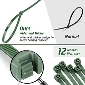 400pcs 4 Sizes Cable Zip Ties, Idemeet 12+10+8+4 Inch Heavy Duty PA66 Plastic Wire Ties, Premium Self-locking Nylon Cable Ties Decoration Tie Wraps for Gardening Fence Farming Grid Wall, Green