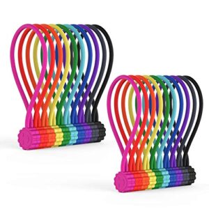 rich&ray 10colors-20pack reusable silicone twist ties, magnetic cable ties with strong magnet for organizing cables, hanging stuff, used in many ways or just for fun