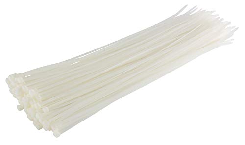 GTSE 14 Inch White/Clear Zip Ties, 100 Pack, 50lb Strength, UV Resistant Long Nylon Cable Ties, Self-Locking 14" Tie Wraps