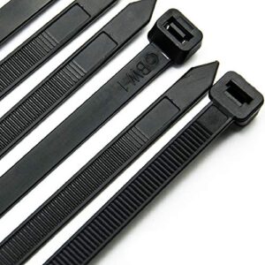 cable zip ties heavy duty 12 inch, ultra strong plastic wire ties with 120 pounds tensile strength, 100 pieces, nylon tie wraps with 0.3 inch width in black & white, indoor and outdoor uv resistant