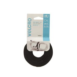 velcro brand - one-wrap: for cables, wires & cords - 8" x 1/4" ties, 25 ct. - black