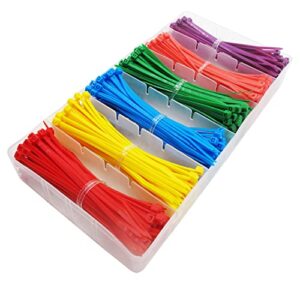 superun small colored zip ties 4 inch kit - 480 packs cable ties multicolor mix packed wire ties assortment red, yellow, blue, green, pink, purple