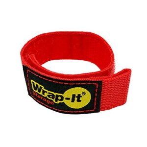 wrap-it storage quick-strap cord wraps, 9 inch (12 pack) red - hook and loop strap, extension cord holder gifts for boat, rope, hose, and cable storage and organization