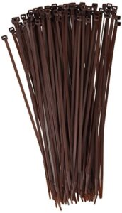 11-in, 100-pack, 75-lb, dark brown, standard nylon cable tie