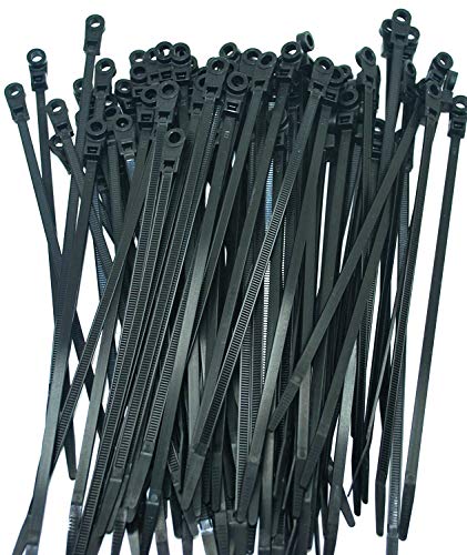 100 PERFECT VISION BLACK MOUNTING HOLE CABLE TIE ZIP WRAPS 7" SATELLITE/CABLE CT7BLK-MH (Original Version)