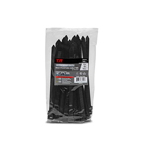 TR Industrial Ultra Heavy Duty Multi-Purpose UV Cable Ties (50-Piece), 250 lbs. Tensile Strength, 8.9", Black