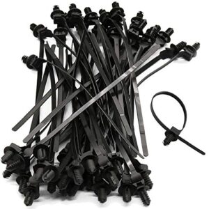 50 pack cable zip ties, 8 inch nylon push mount self locking cable ties for indoor wire tying-black