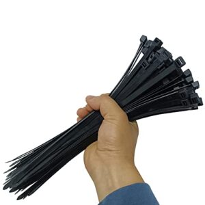 zip ties 250 pcs 10 inch cable zip ties heavy duty with 50 lbs tensile strength, premium plastic wire ties, uv resistant cable ties, self-locking black nylon cable tie straps