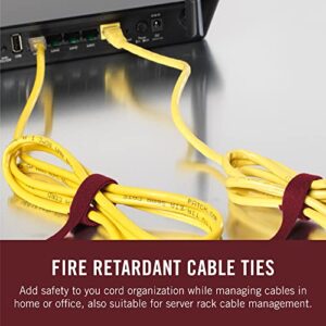 VELCRO Brand Fire Retardant Cable Ties | 50pk ONE-WRAP FR Cable Straps for Contractors, Installers or Home Use | 8 Inch PreCut Cable Management Ties | Cranberry