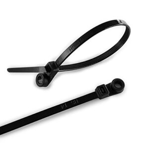 hs plastic ties with screw holes (100 pack) 7.5 inch mount head electrical zip ties 50 lbs,uv black