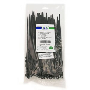 HS Plastic Ties with Screw Holes (100 Pack) 7.5 Inch Mount Head Electrical Zip Ties 50 LBS,UV Black