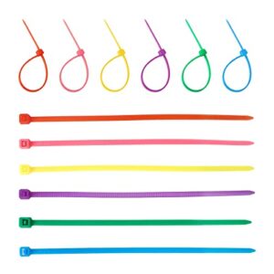 600pcs Small Colored Zip Ties 4 Inch Multi-Color Zip Wire Tie for Deco Mesh Wreath Supplies, Colorful Plastic Ties Yellow, Blue, Red, Green, Pink, Purple Zip Ties (100 per color)