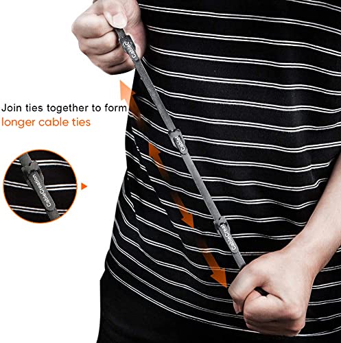 CableCreation Fastening Cable Ties Reusable, Premium 6-Inch Adjustable Cord Ties, Nylon Cable Management Straps Hook Loop Cord Organizer Wire Ties Reusable Black, 50PCS