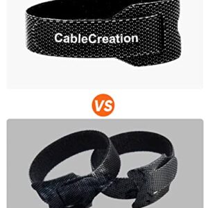 CableCreation Fastening Cable Ties Reusable, Premium 6-Inch Adjustable Cord Ties, Nylon Cable Management Straps Hook Loop Cord Organizer Wire Ties Reusable Black, 50PCS