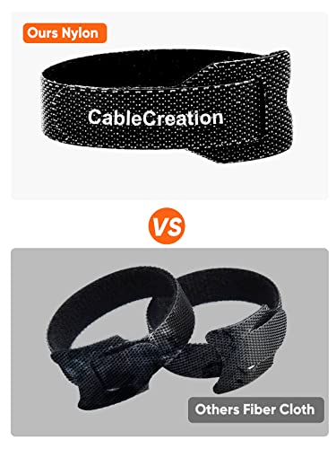 CableCreation Fastening Cable Ties Reusable, Premium 6-Inch Adjustable Cord Ties, Nylon Cable Management Straps Hook Loop Cord Organizer Wire Ties Reusable Black, 50PCS