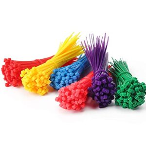 Small Colored Zip Ties 4 inch Multicolor Zip Ties 480pcs Assorted Color Zip Cable Ties for Marking Chickens Legs or Deco Mesh Wreath Supplies Pink,Red, Purple, Yellow, Blue,Green Zip Ties