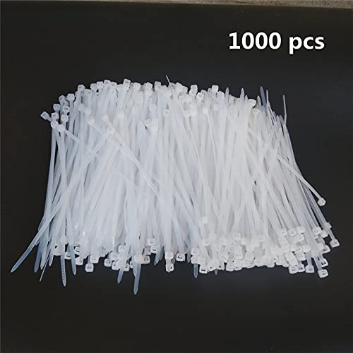 1000 pcs 4 inch Cable Zip Ties Heavy Duty, Premium Plastic Wire Ties with 18 LBS Tensile Strength, UV Resistant Cable Ties, Self-Locking White Nylon Tie Straps