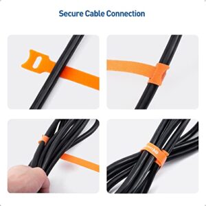 Cable Matters 100-Pack 8-inch Hook-and-Loop Reusable Wire Ties/Cable Ties with 42 lbs Tensile Strength - Multi-Color Black, Blue, and Orange Cord Ties, Cord Wrap, Zip Ties, Cable Management Straps