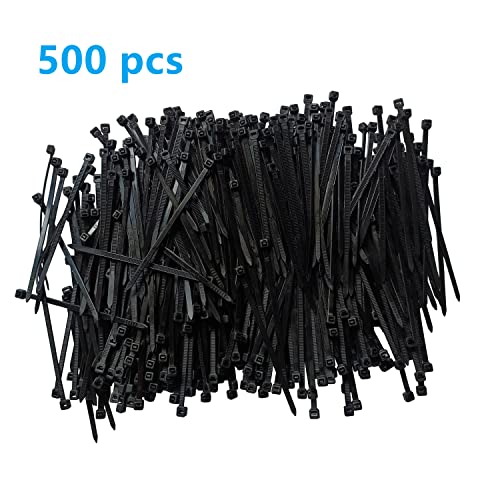 Zip Ties 4 inch 500 pcs Cable Zip Ties with 40 Pounds Tensile Strength, Black Cable Ties, Heavy Duty Self-Locking Black Nylon Tie Wraps for Indoor and Outdoor (4 inch 500 pcs, Black)