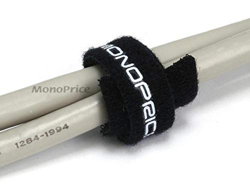 Monoprice Hook & Loop Fastening Cable Ties 6inch, 10pcs/Pack - Black