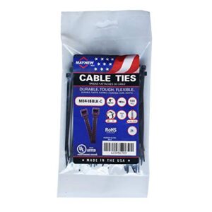 4" 18 lbs UV Black Cable Ties 100/Bag