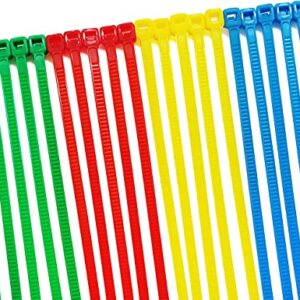 400Pcs Colored Zip Ties 4 Inch Cable Ties, 4/6/8 Inch Optional, Red Yellow Green Blue Small Zip Ties Set - 4 Inch