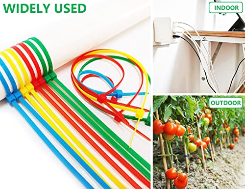 400Pcs Colored Zip Ties 4 Inch Cable Ties, 4/6/8 Inch Optional, Red Yellow Green Blue Small Zip Ties Set - 4 Inch