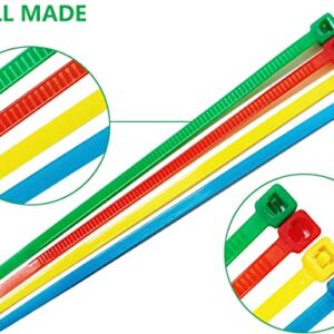 400Pcs Colored Zip Ties 4 Inch Cable Ties, 4/6/8 Inch Optional, Red Yellow Green Blue Small Zip Ties Set - 4 Inch