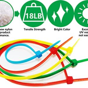 400Pcs Colored Zip Ties 4 Inch Cable Ties, 4/6/8 Inch Optional, Red Yellow Green Blue Small Zip Ties Set - 4 Inch