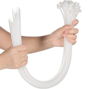 50 pcs zip ties heavy duty strong large cable industrial sturdy wire ties, awnings tying branches bundling of crops fixed water pipes(white,24 inch x 7.9 mm)