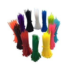 1200 pieces colored zip ties, multi-purpose assorted colorful self-locking nylon cable zip ties in 12 different colour for home office garden garage and workshop,4 inch