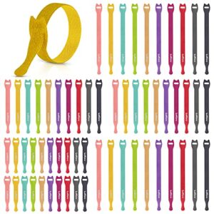 lekou combo cable ties 60 pcs- 4 inch, 6 inch, 8 inch fastening cable straps, reusable hook and loop straps wire management, cord organizer cable ties for home desk office organization