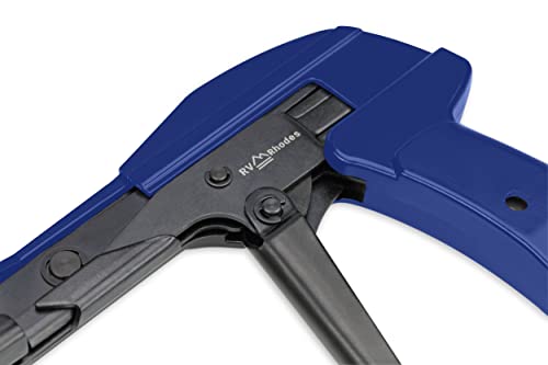 RVR Zip Tie Install Tool - Powerful Tension with Built-In Flush Cutter, All Metal, Adjustable, Comfort Grip, Spring Loaded Lightweight Cable Tie Gun, 6" for Nylon Ties up to 1/4”- Blue