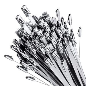 metal cable zip ties 20 inch 100pcs 304 stainless steel heavy duty self-locking cable wire ties with 200 pounds tensile strength, zip ties high temperature resistance, and corrosion resistance