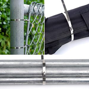 Metal Cable Zip Ties 20 Inch 100pcs 304 Stainless Steel Heavy duty Self-locking Cable Wire Ties with 200 Pounds Tensile Strength, Zip Ties High Temperature Resistance, and Corrosion Resistance