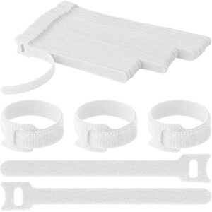 pasow 60pcs fastening microfiber cloth cable ties wire management (6/7/8 inch, white)