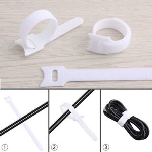 PASOW 60pcs Fastening Microfiber Cloth Cable Ties Wire Management (6/7/8 Inch, White)